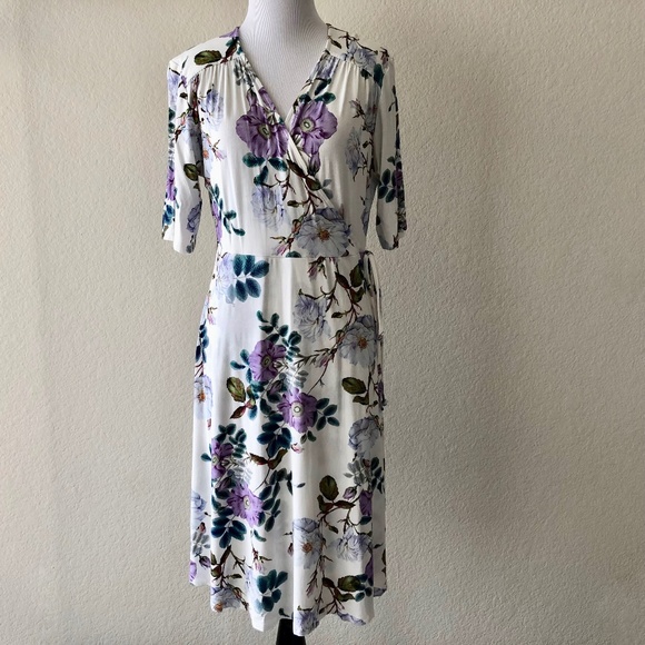 ASOS Dresses & Skirts - Asos faux wrap dress floral daisy print purple 10